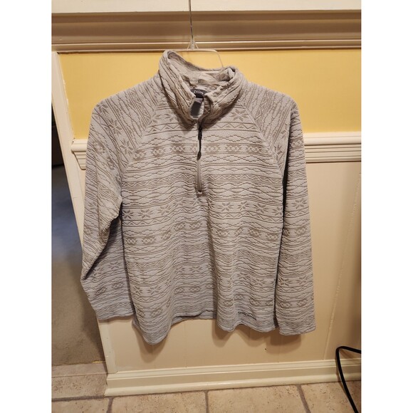 Eddie Bauer Women's Gray Quarter Zip Pullover w/ Print Size L - Picture 1 of 7